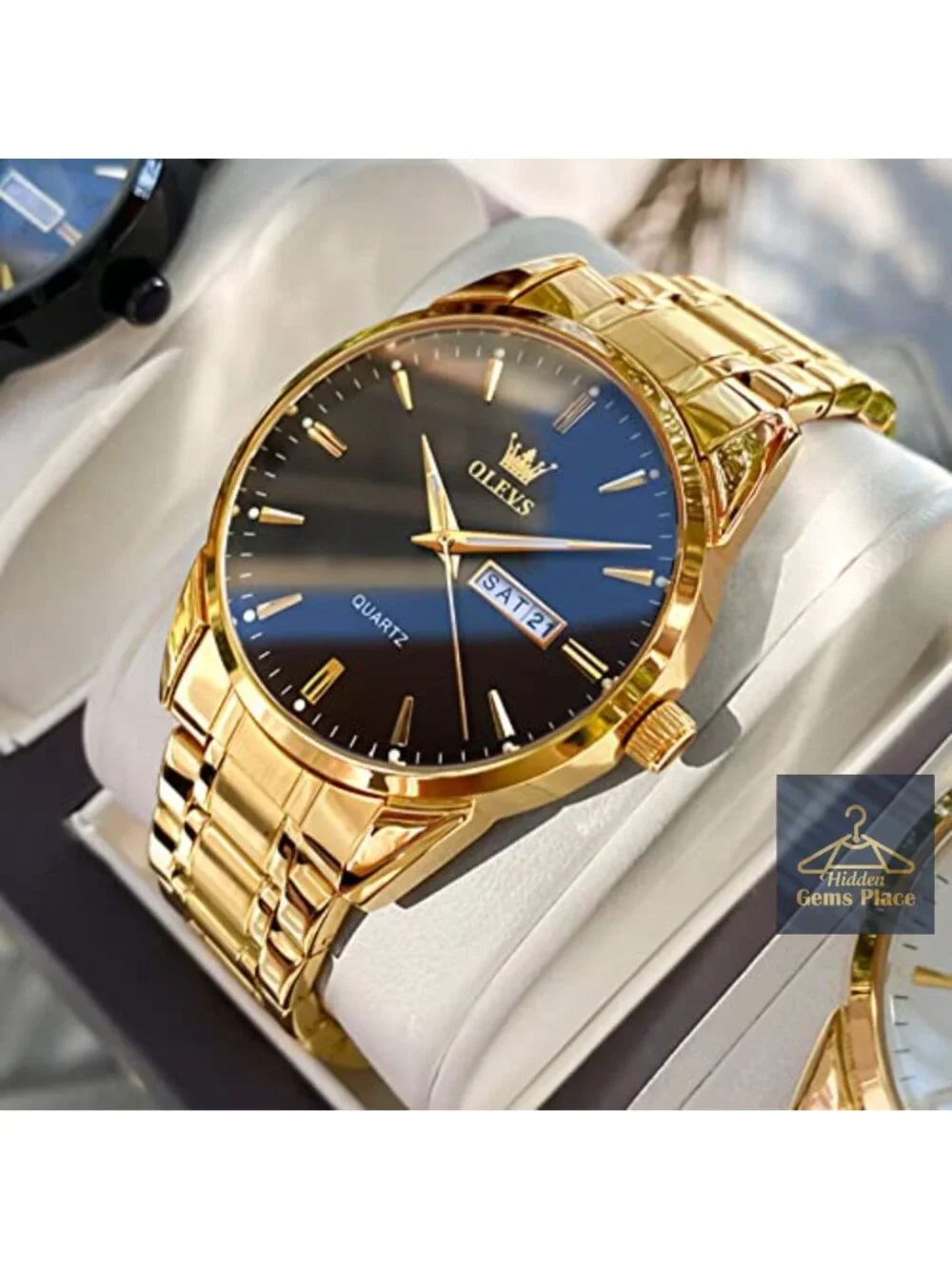 Men's Luxury Gold Watch Stainless Steel Quartz Analog